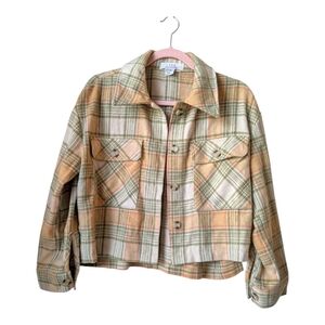 Love Is For Eternity Cropped Wool Blend Plaid Shacket Oversized Small